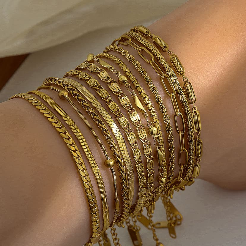Cross-Border New Women's Gold Anklet Stainless Steel Light Luxury Anklet Gold-Plated Small Round Beads Running Beads Versatile Jewelry